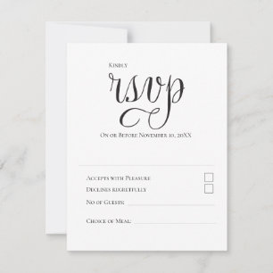 Minimale moderne Typografie Schwarze und weiße Hoc RSVP Karte