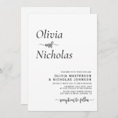 Minimale moderne Typografie Script Monogram Weddin Einladung (Vorne/Hinten)