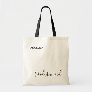 Minimale moderne typografische Hochzeitsbrautjungf Tragetasche