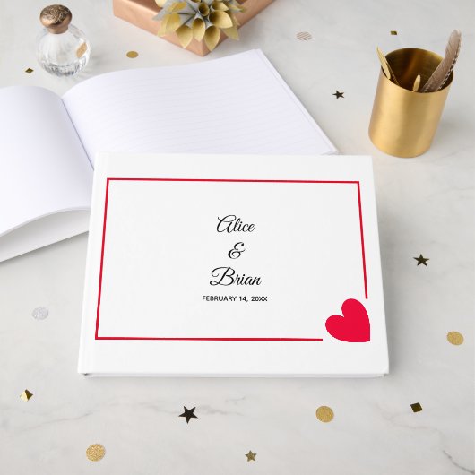 Minimale moderne Valentinalhochzeit Gästebuch (Vorderseite Offen)