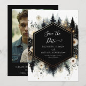 Minimale moderne Waldhochzeit Save The Date (Vorne/Hinten)