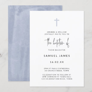 Minimale moderne Wasserfarbe handgeschriebene blau Einladung