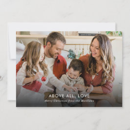 Minimale moderne Weihnachtsfotos mit Liebe über al Feiertagskarte