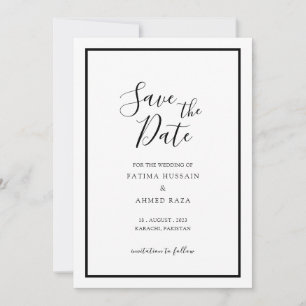 Minimale moderne weiße muslimische Hochzeit - Term Save The Date