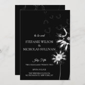 Minimale moderne zarte blumenmonogramm Hochzeit Einladung (Vorne/Hinten)