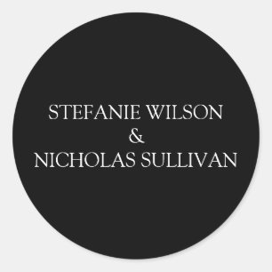 Minimale moderne zarte blumenmonogramm Hochzeit Runder Aufkleber