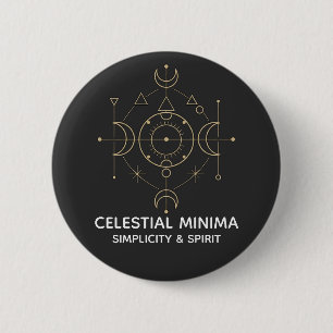 Minimale Mondsichel und Sonnenlinienkunst Boho-S Button