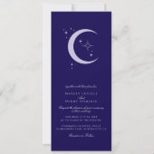 Minimale Mondsterne Navy Blau Himmlische Hochzeit Einladung (Vorderseite)