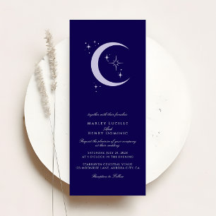 Minimale Mondsterne Navy Blau Himmlische Hochzeit Einladung