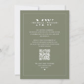 Minimale Mongram Budget Wedding Foto Frame Sage Save The Date (Rückseite)