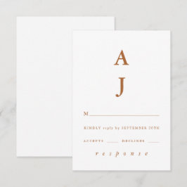 Minimale Mongram Terracotta Hochzeit RSVP Karte
