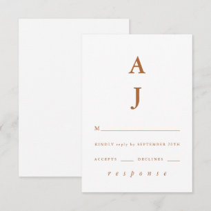 Minimale Mongram Terracotta Hochzeit RSVP Karte