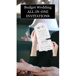 Minimale monochrome Hochzeit im BUDGET All In One Einladung