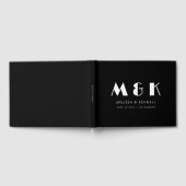 Minimale Monogram Black Custom Initials Wedding Gästebuch (Voll)