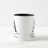 Minimale Monogram Bridesmaid Schwarz-Weiß Tasse (Zentrum)