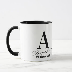 Minimale Monogram Bridesmaid Schwarz-Weiß Tasse