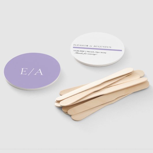 Minimale Monogram Digital Lavender Lila Wedding Fächer (Non-assembled)