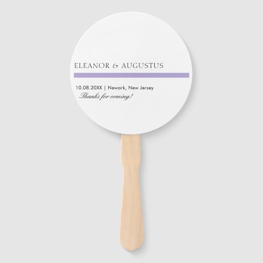 Minimale Monogram Digital Lavender Lila Wedding Fächer (Rückseite)