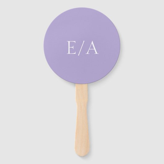 Minimale Monogram Digital Lavender Lila Wedding Fächer (Vorderseite)