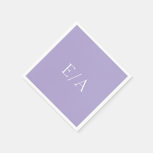 Minimale Monogram Digital Lavender Lila Wedding Serviette (Ecke)