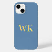 Minimale Monogram Initials Dusty Blue Gold Case-Mate iPhone Hülle (Rückseite)