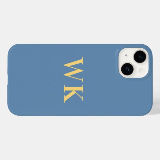 Minimale Monogram Initials Dusty Blue Gold Case-Mate iPhone Hülle (Rückseite (Horizontal))