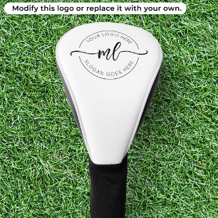 Minimale Monogram-Initials-Logo Schwarz und Weiß Golf Headcover