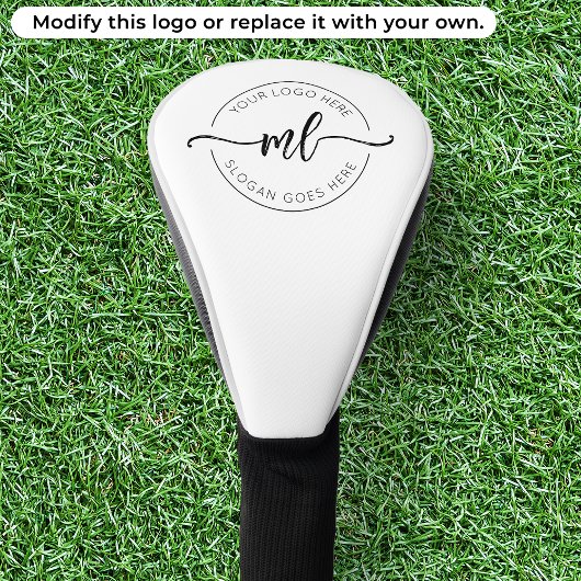 Minimale Monogram-Initials-Logo Schwarz und Weiß Golf Headcover
