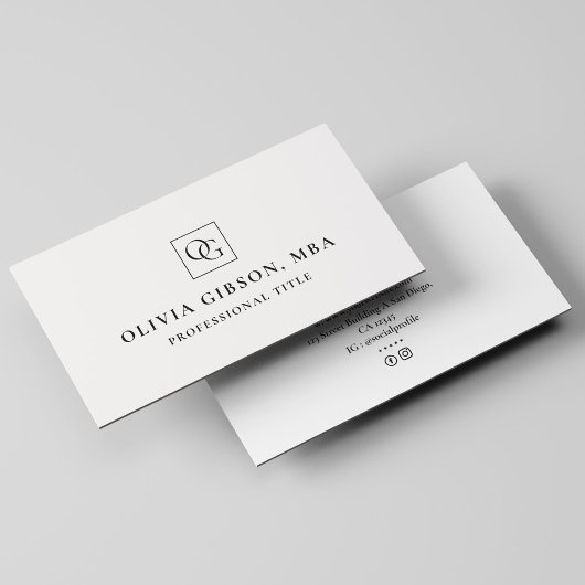 Minimale Monogram Logo Square Initials Beruflich Visitenkarte