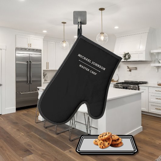 Minimale Monogram Master Koch Schwarz-Weiß-Schürze Ofenhandschuh