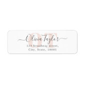 Minimale Monogram Moderne Script Rosa Rücksendeadr (Vorne)