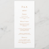 Minimale Monogram Simple Gold Script Wedding Table Menükarte (Vorderseite)