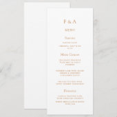 Minimale Monogram Simple Gold Script Wedding Table Menükarte (Vorne/Hinten)