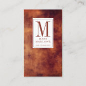 Minimale Monogram Terracotta Brown Leather Texture Visitenkarte (Vorderseite)
