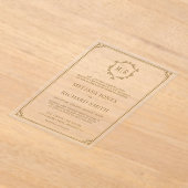 Minimale Monogram Wappen Frame Gold Hochzeit Acryleinladungen (Ablage )