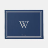 Minimale Monogram Welcome Anchor Navy | Silber Fußmatte (Vorderseite)