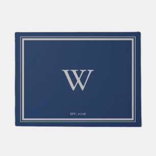 Minimale Monogram Welcome Anchor Navy Silber Fußmatte