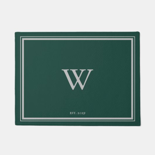 Minimale Monogram Welcome Pine Green | Grau Fußmatte (Vorderseite)