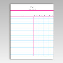 Minimale Monogramm-Anfangsbuchstaben-Wochen-Checkl Notizblock