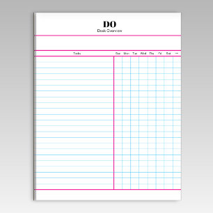 Minimale Monogramm-Anfangsbuchstaben-Wochen-Checkl Notizblock