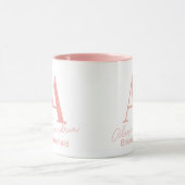Minimale Monogramm Bridesmaid Rosa und Weiße Tasse (Zentrum)