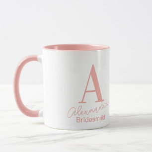 Minimale Monogramm Bridesmaid Rosa und Weiße Tasse
