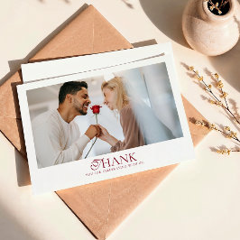 Minimale Monogramm Deep Burgundy Schrift Hochzeit Dankeskarte