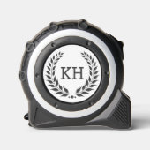 Minimale Monogramm, Dunkelgrau-Laurel-Wreath Maßband (Vorderseite)