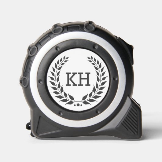 Minimale Monogramm, Dunkelgrau-Laurel-Wreath Maßband (Vorderseite)