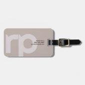 Minimale Monogramm einfache moderne Taupe-Erdtöne Gepäckanhänger (Vorderseite horizontal)