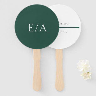 Minimale Monogramm Elegante Smaragdgrüne Hochzeit Fächer