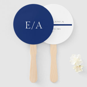 Minimale Monogramm-Eleganz: Navyblaue Hochzeit Fächer