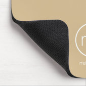 Minimale Monogramm erste neutrale Beige & Weiß Mousepad (Ecke)