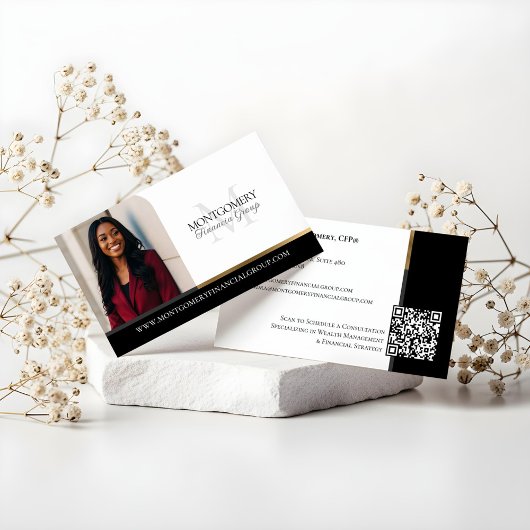 Minimale Monogramm Finanz-Experte Foto Luxus Visitenkarte